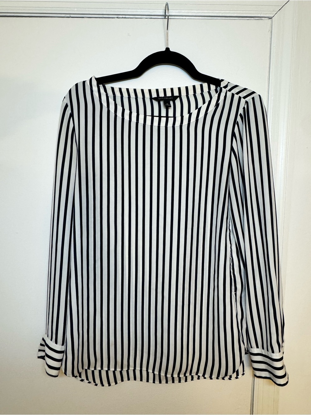 Banana Republic Black and White Vertical Stripe Blouse